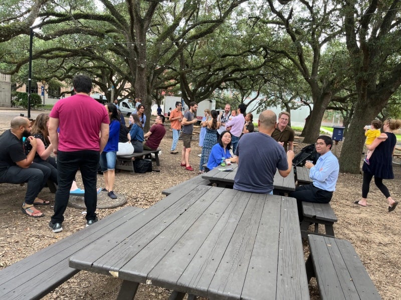 junior faculty affinity group under trees at valhalla